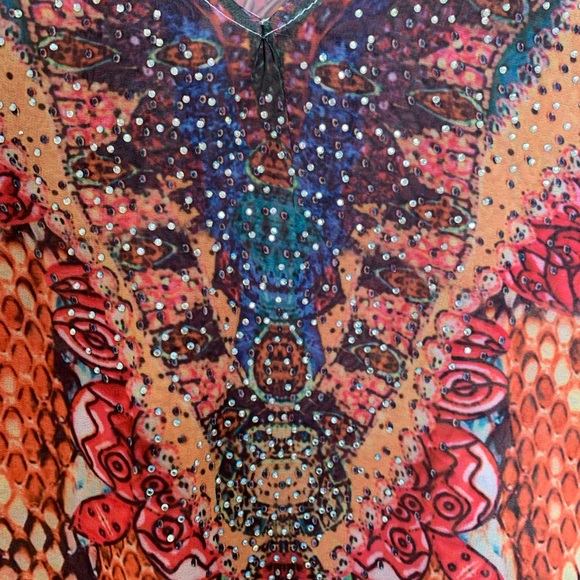 NWT crystal-embellished sheer tunic, wrap or swim coverup one size - Picture 6 of 10